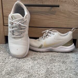 Nike Women's Cream and Gold Sneakers